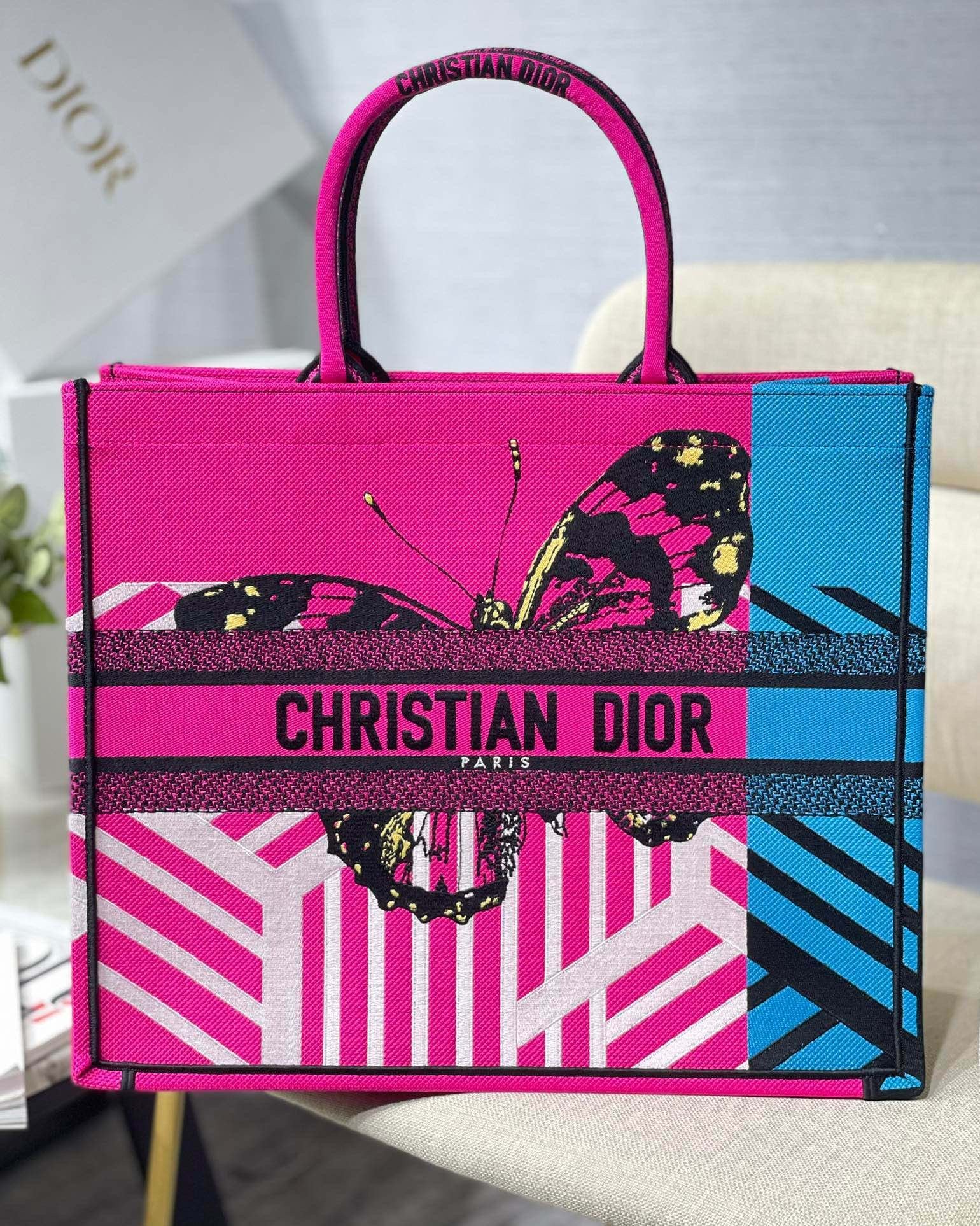 GLAMI Large Book Tote Pink And Blue, For Women, WomenÃ¢â‚¬â„¢s Handbags 16.5in/42cm CD