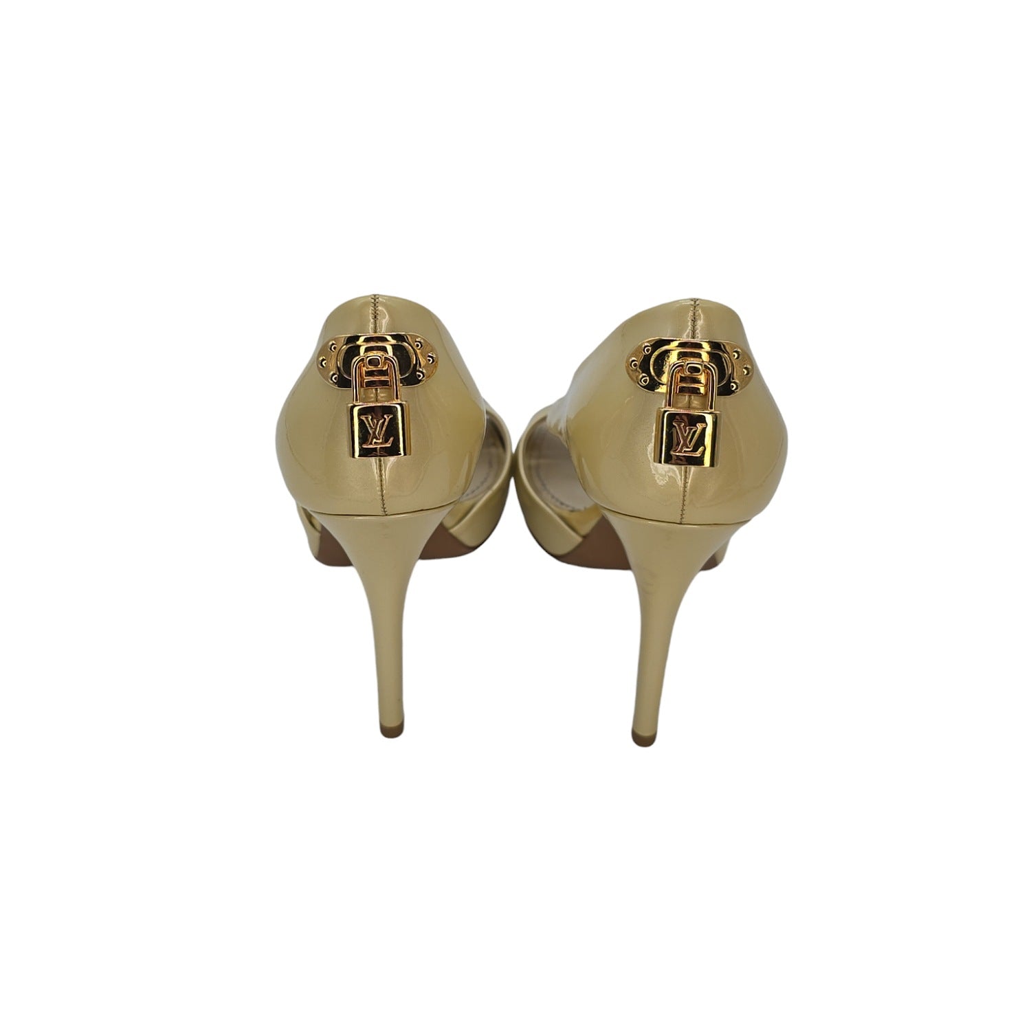 Louis Vuitton Pearly Gold Padlock Pumps - Sz. 37