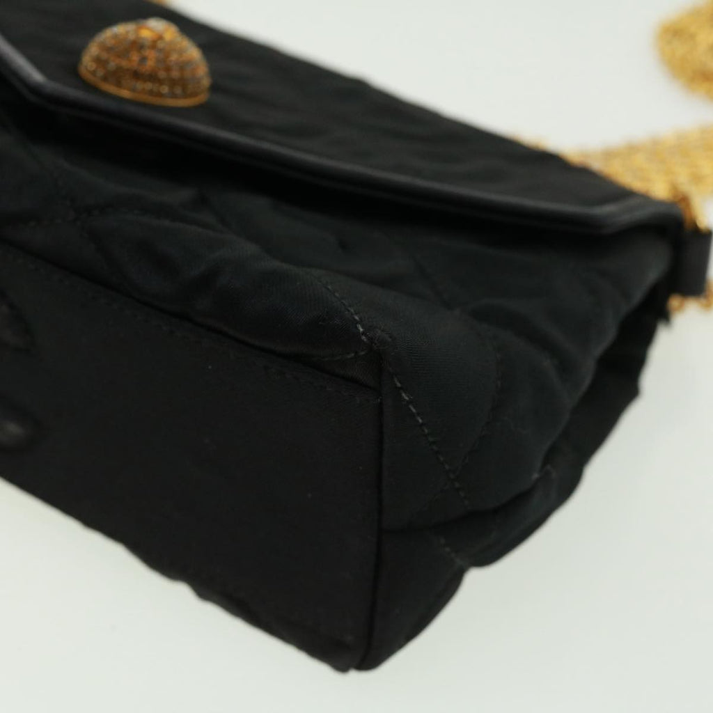 CHANEL Matelasse Chain stone Shoulder Bag Black CC 32695A