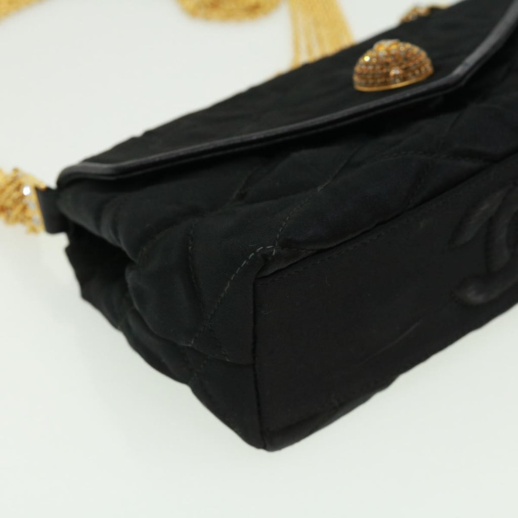 CHANEL Matelasse Chain stone Shoulder Bag Black CC 32695A