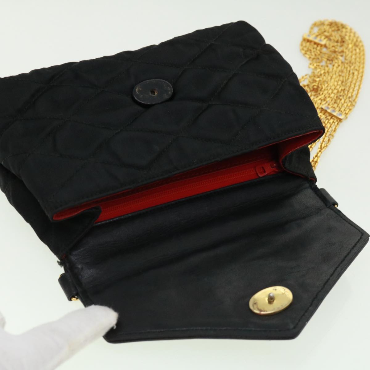 CHANEL Matelasse Chain stone Shoulder Bag Black CC 32695A
