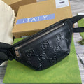 gg Embossed Belt Bag Black gg Embossed For Men  9.1in/23cm gg 658582 1W3CN 1000
