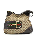 Gucci Hasler Monogram Canvas Horsebit Hobo Bag