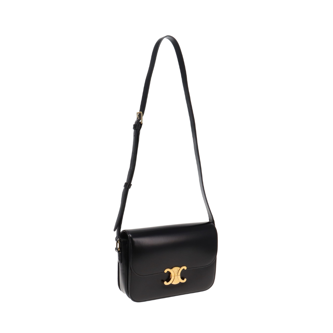 Celine Classic Triomphe Bag In Shiny Calfskin Black