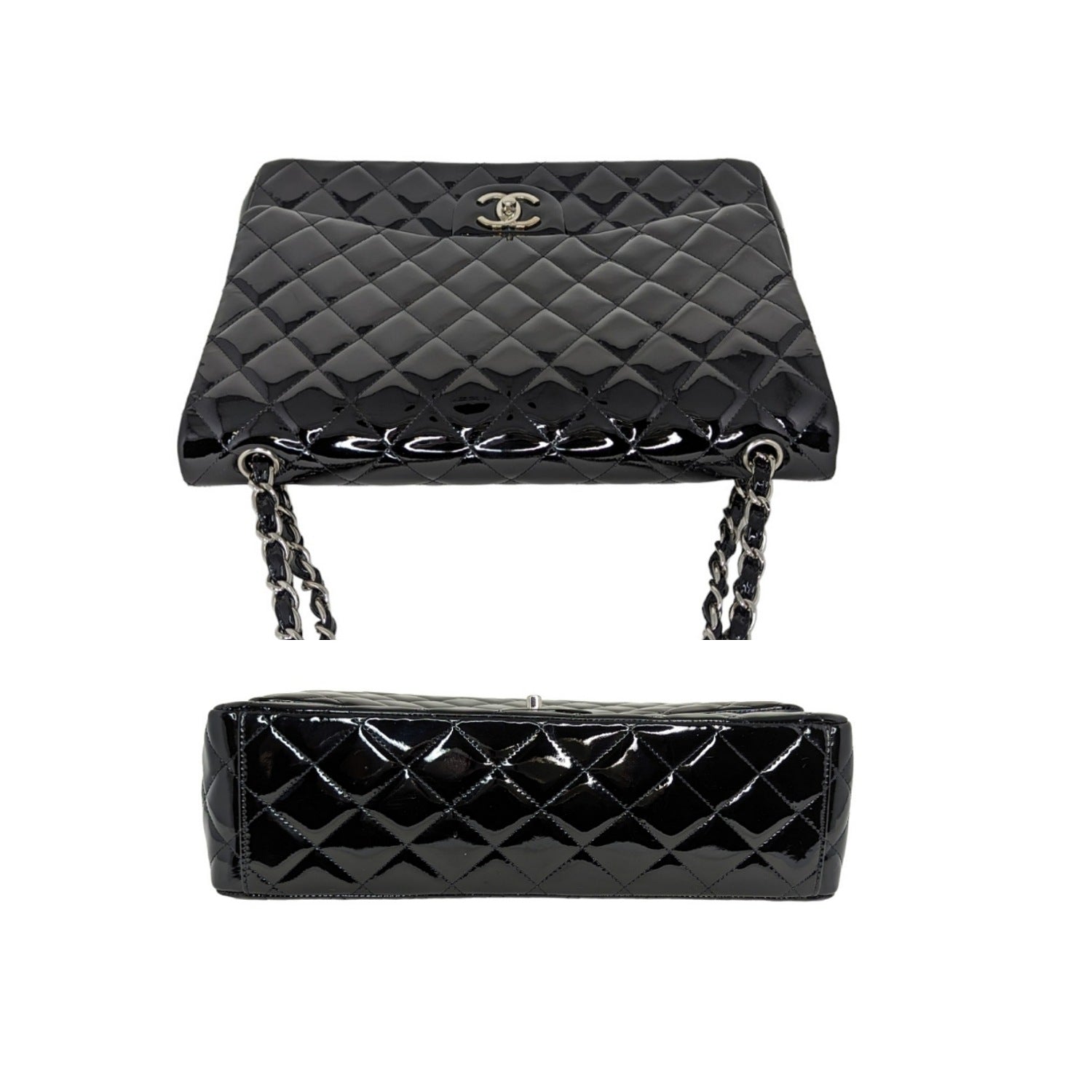 Chanel Patent Quilted Maxi Classic Double Flap Black