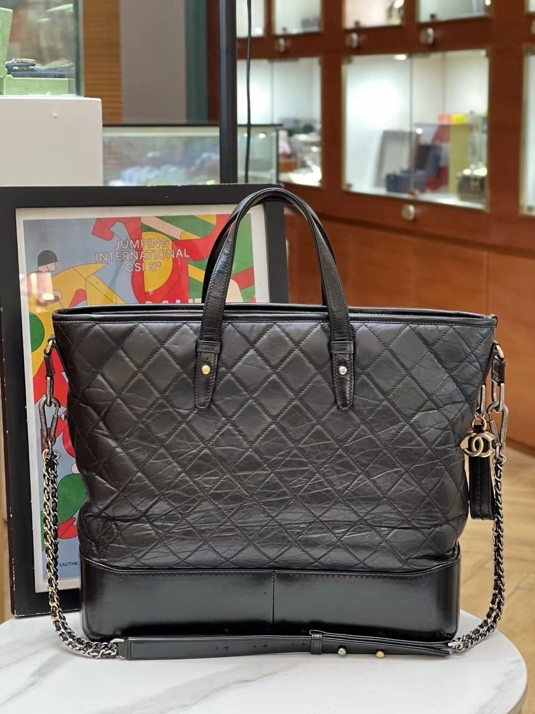 Preloved Chanel Gabrielle Tote Large 34x31cm Black 12449