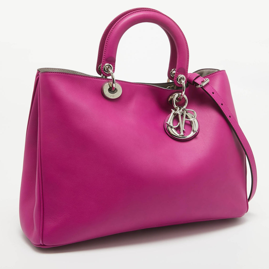 Dior Fuchsia Leather Large Diorissimo Shopper Tote