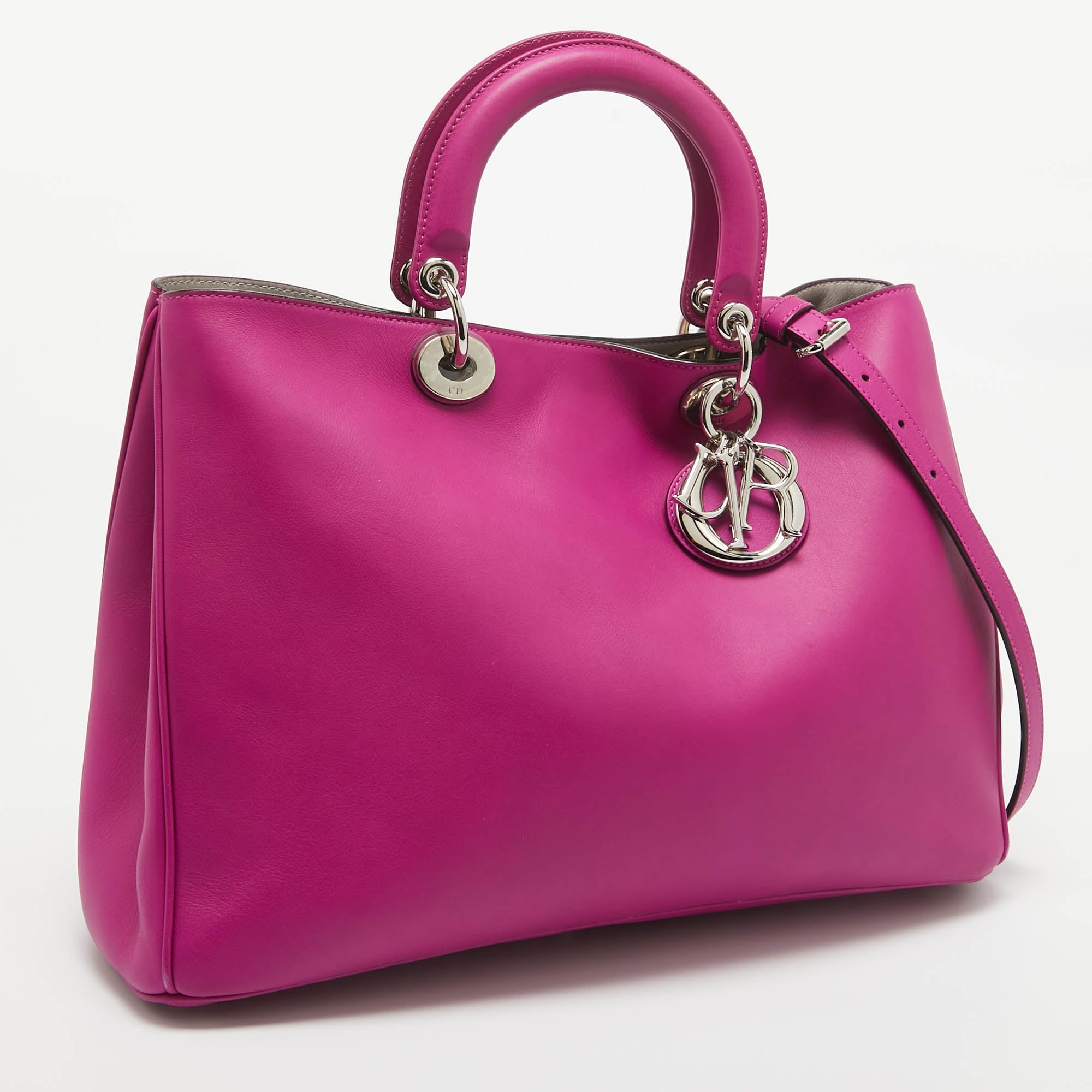 Dior Fuchsia Leather Large Diorissimo Shopper Tote