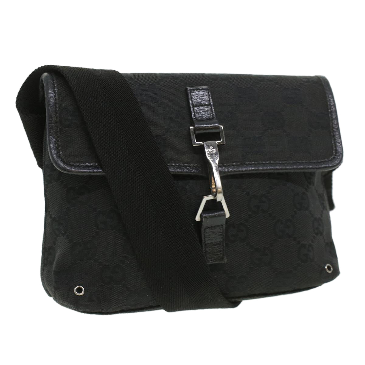 GUCCI GG Canvas Bum Bag Waist Bag Black 92543 33124