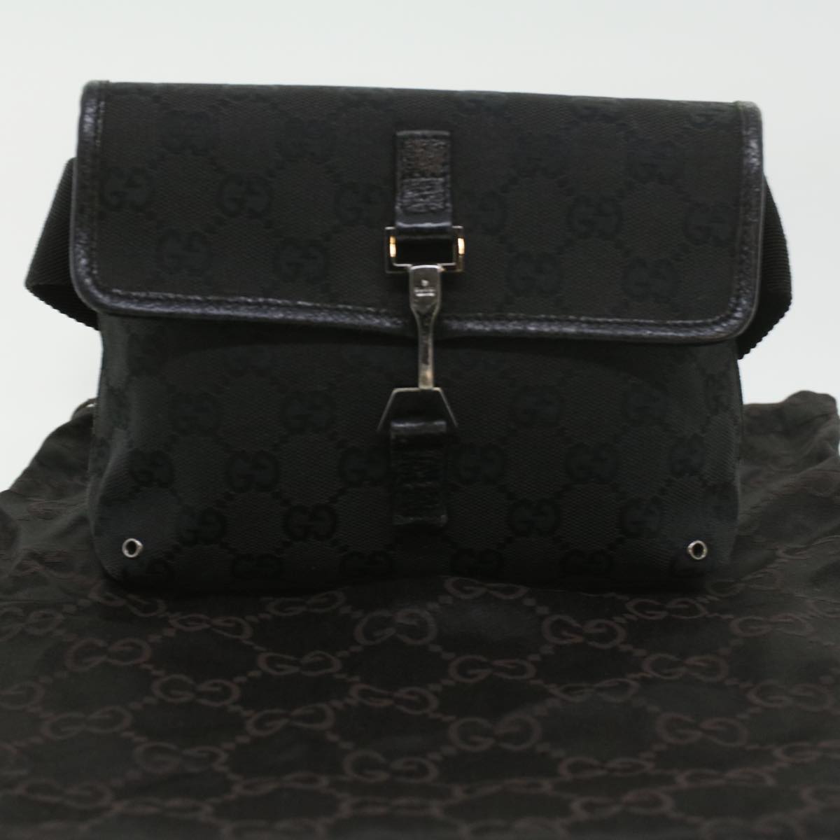 GUCCI GG Canvas Bum Bag Waist Bag Black 92543 33124