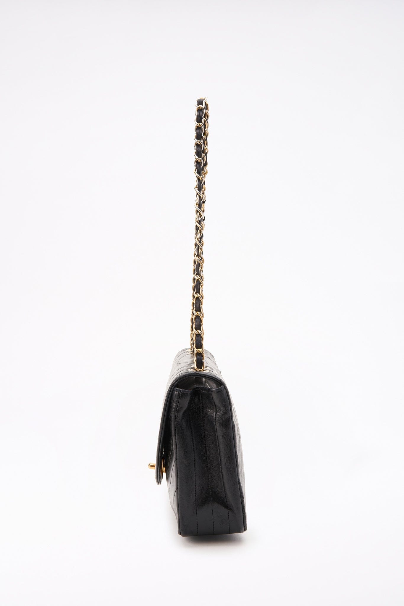 Vintage Chanel Black Single Flap with 24k gold plated hardware