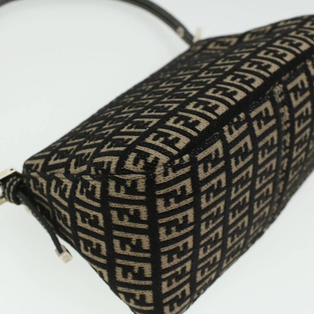 FENDI Zucchino Canvas Shoulder Bag Black 33163