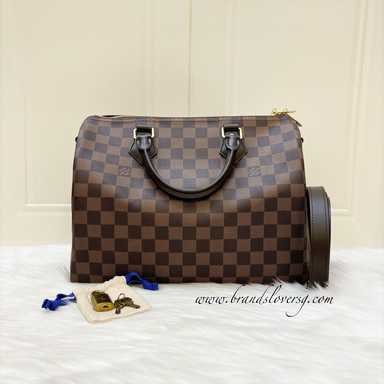 LV Speedy 30 Bandouliere in Damier Ebene Canvas GHW