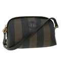 FENDI Pecan Shoulder Bag PVC Leather Khaki Black 33204