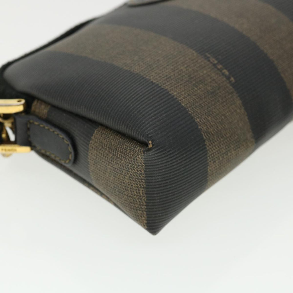 FENDI Pecan Shoulder Bag PVC Leather Khaki Black 33204