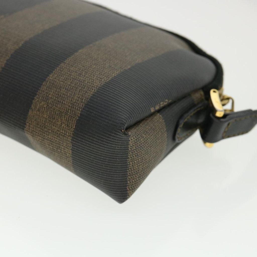 FENDI Pecan Shoulder Bag PVC Leather Khaki Black 33204