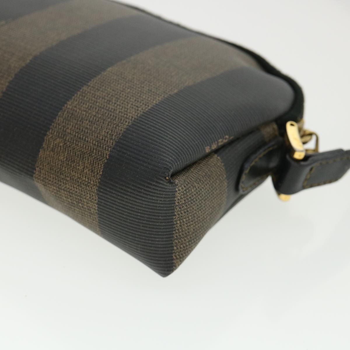 FENDI Pecan Shoulder Bag PVC Leather Khaki Black 33204
