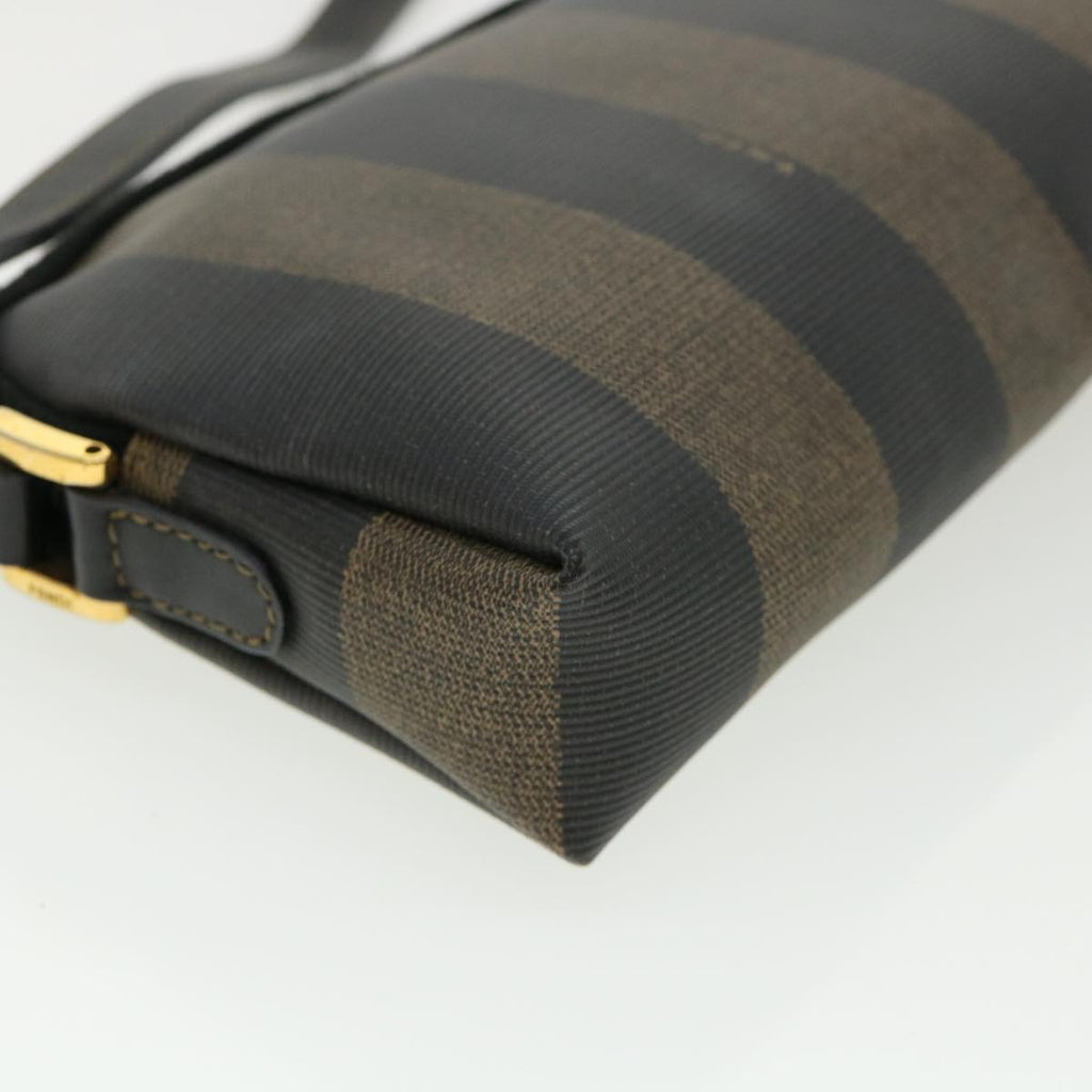 FENDI Pecan Shoulder Bag PVC Leather Khaki Black 33204