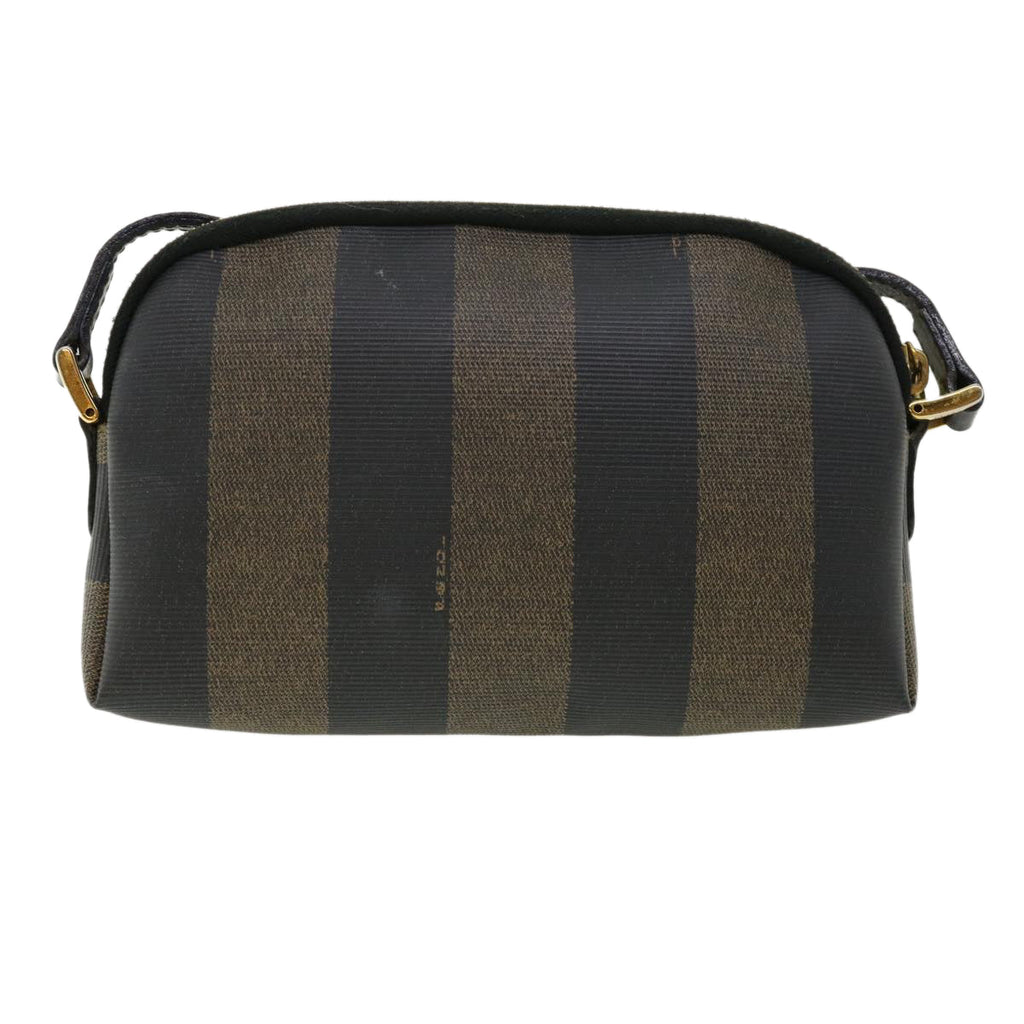 FENDI Pecan Shoulder Bag PVC Leather Khaki Black 33204