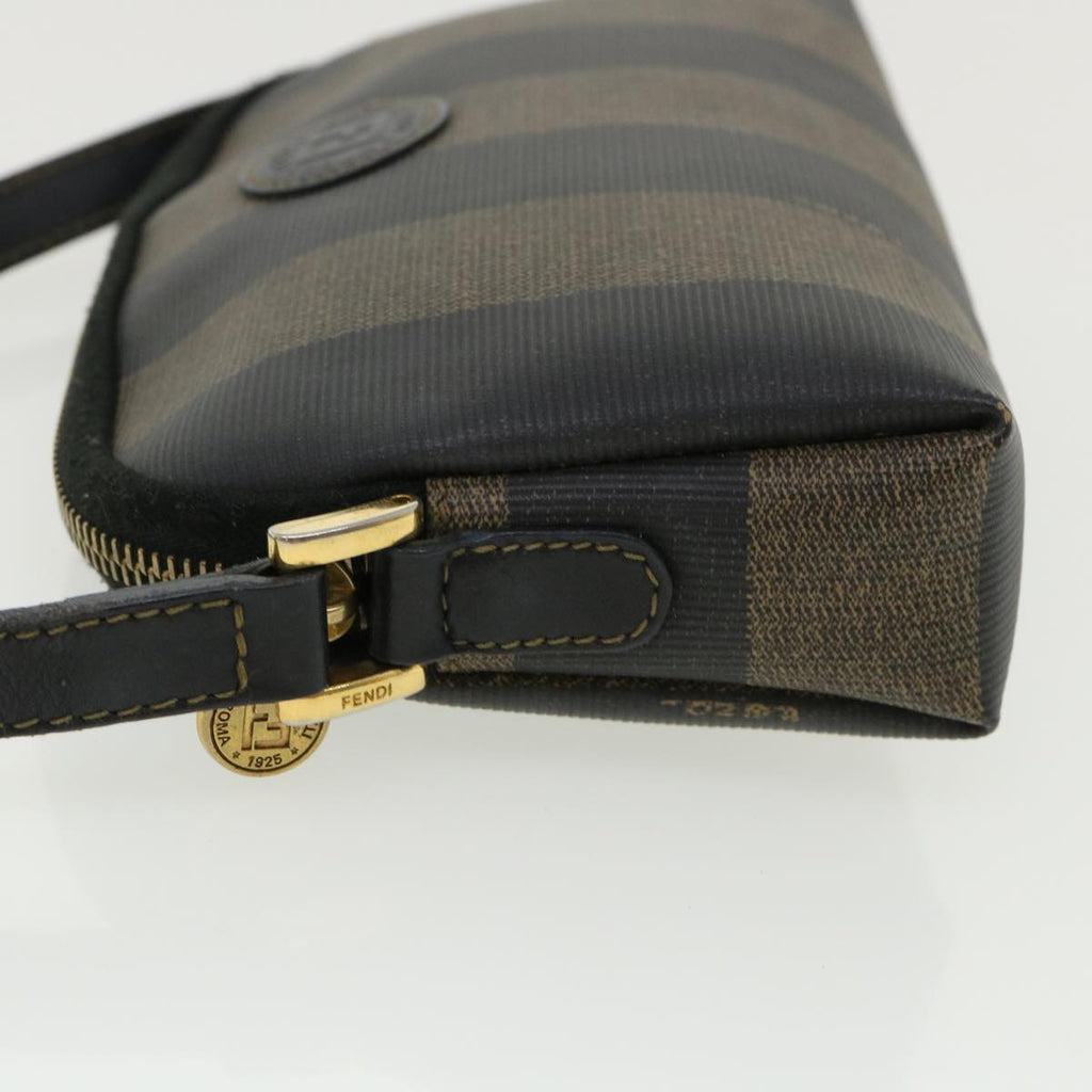 FENDI Pecan Shoulder Bag PVC Leather Khaki Black 33204