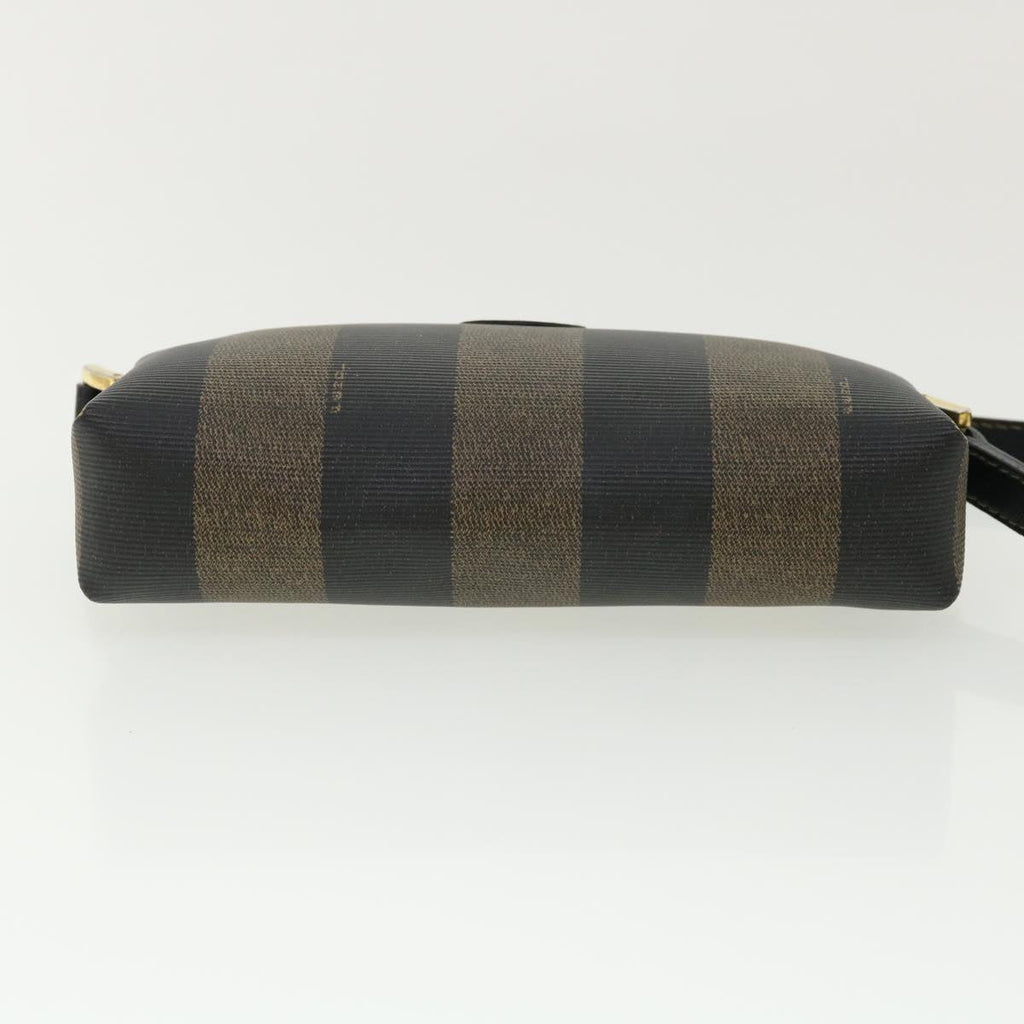 FENDI Pecan Shoulder Bag PVC Leather Khaki Black 33204