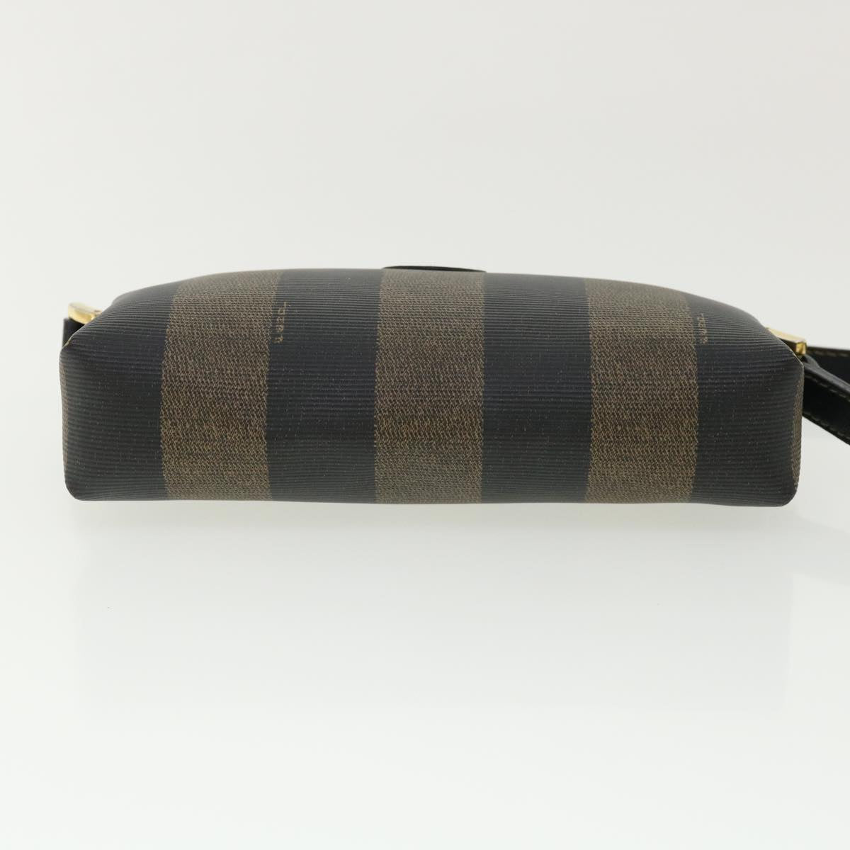 FENDI Pecan Shoulder Bag PVC Leather Khaki Black 33204