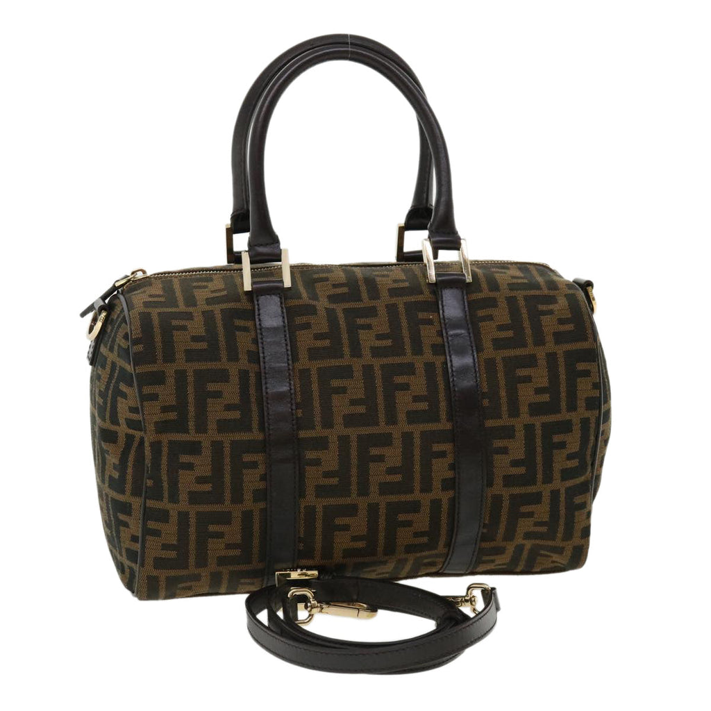 FENDI Zucca Canvas Hand Bag 2way Brown Black 33206