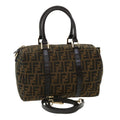 FENDI Zucca Canvas Hand Bag 2way Brown Black 33206