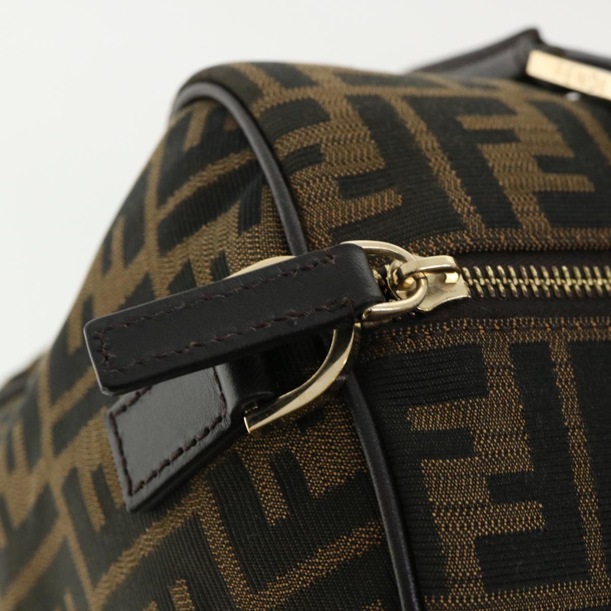 FENDI Zucca Canvas Hand Bag 2way Brown Black 33206