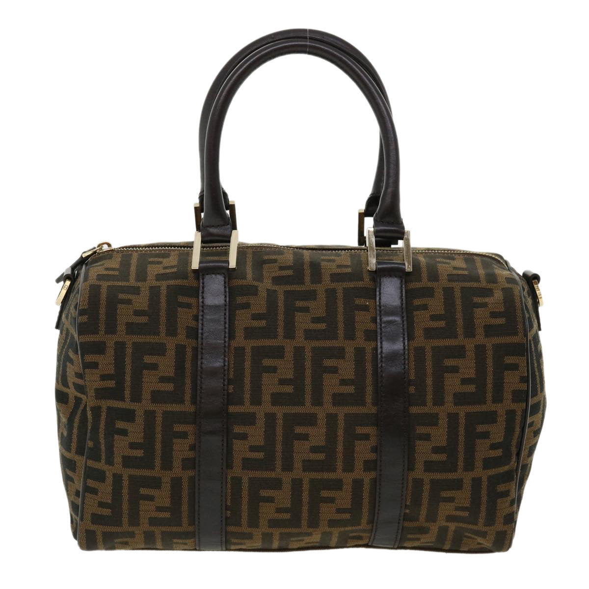 FENDI Zucca Canvas Hand Bag 2way Brown Black 33206