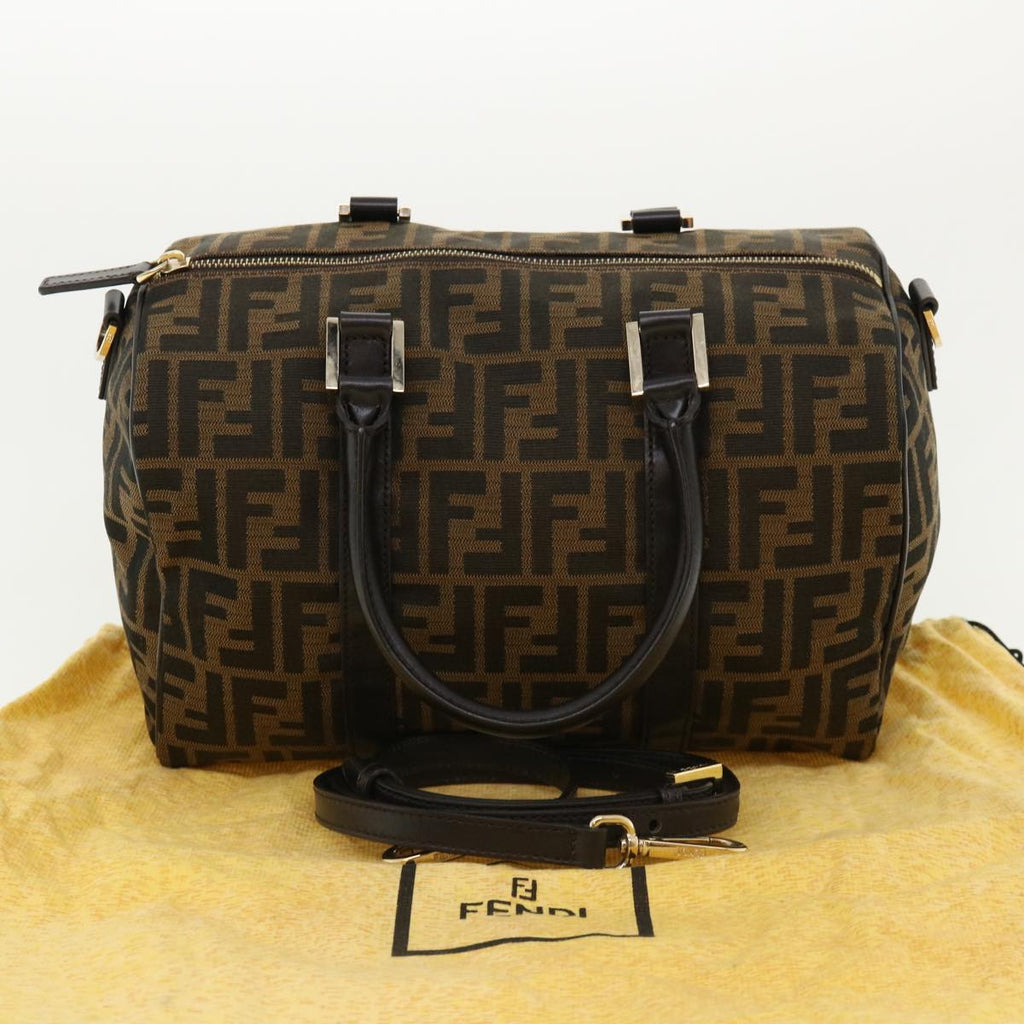 FENDI Zucca Canvas Hand Bag 2way Brown Black 33206