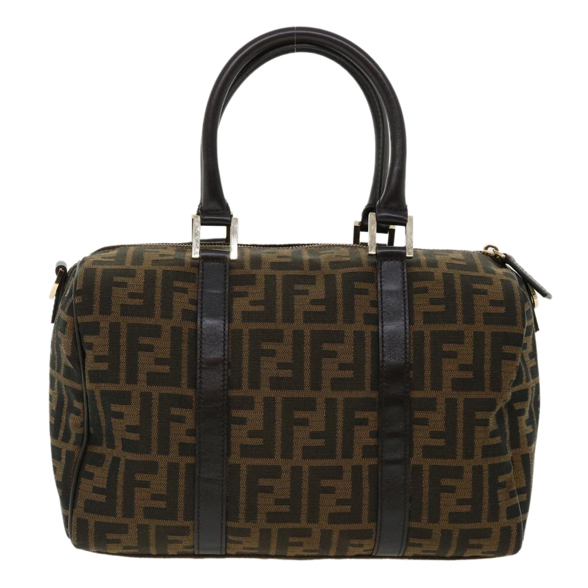 FENDI Zucca Canvas Hand Bag 2way Brown Black 33206