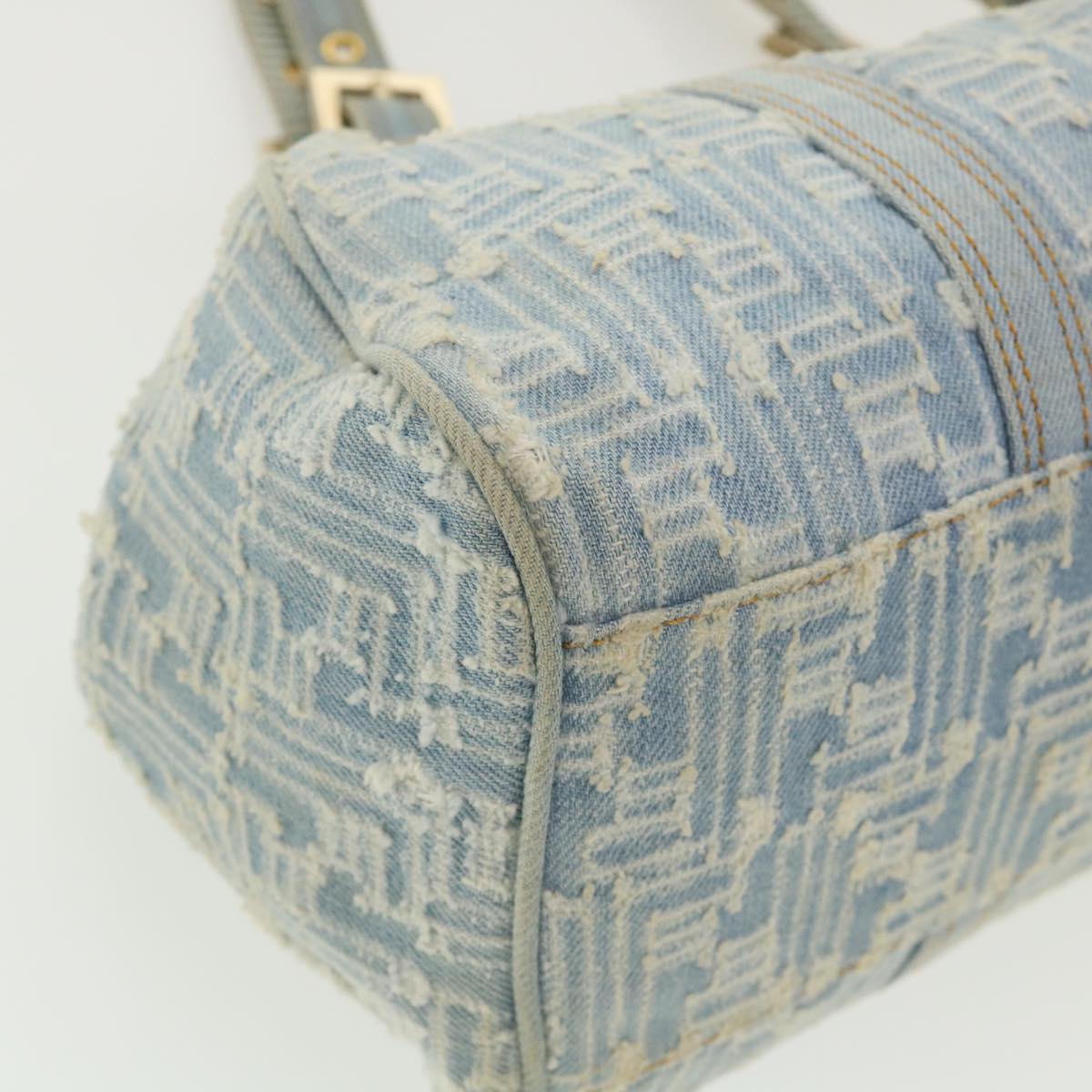 FENDI Zucca Canvas Shoulder Bag Denim Light Blue 33230