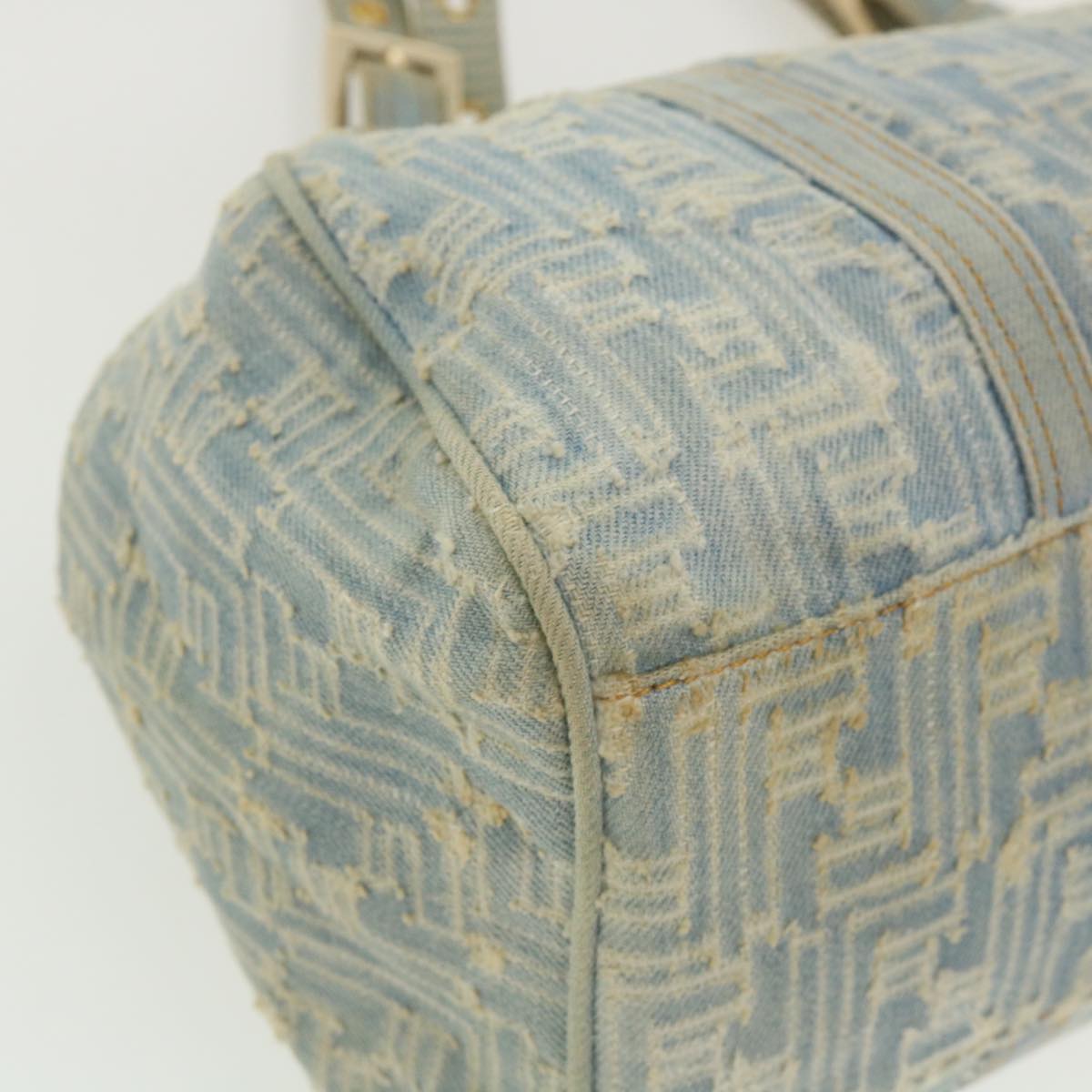 FENDI Zucca Canvas Shoulder Bag Denim Light Blue 33230