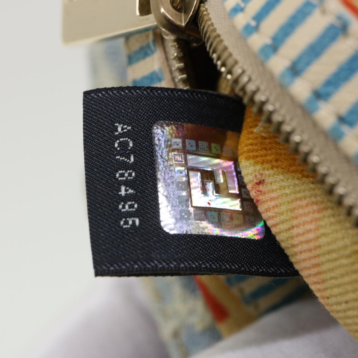 FENDI Zucca Canvas Shoulder Bag Denim Light Blue 33230