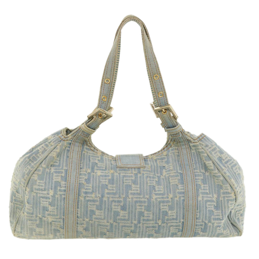 FENDI Zucca Canvas Shoulder Bag Denim Light Blue 33230