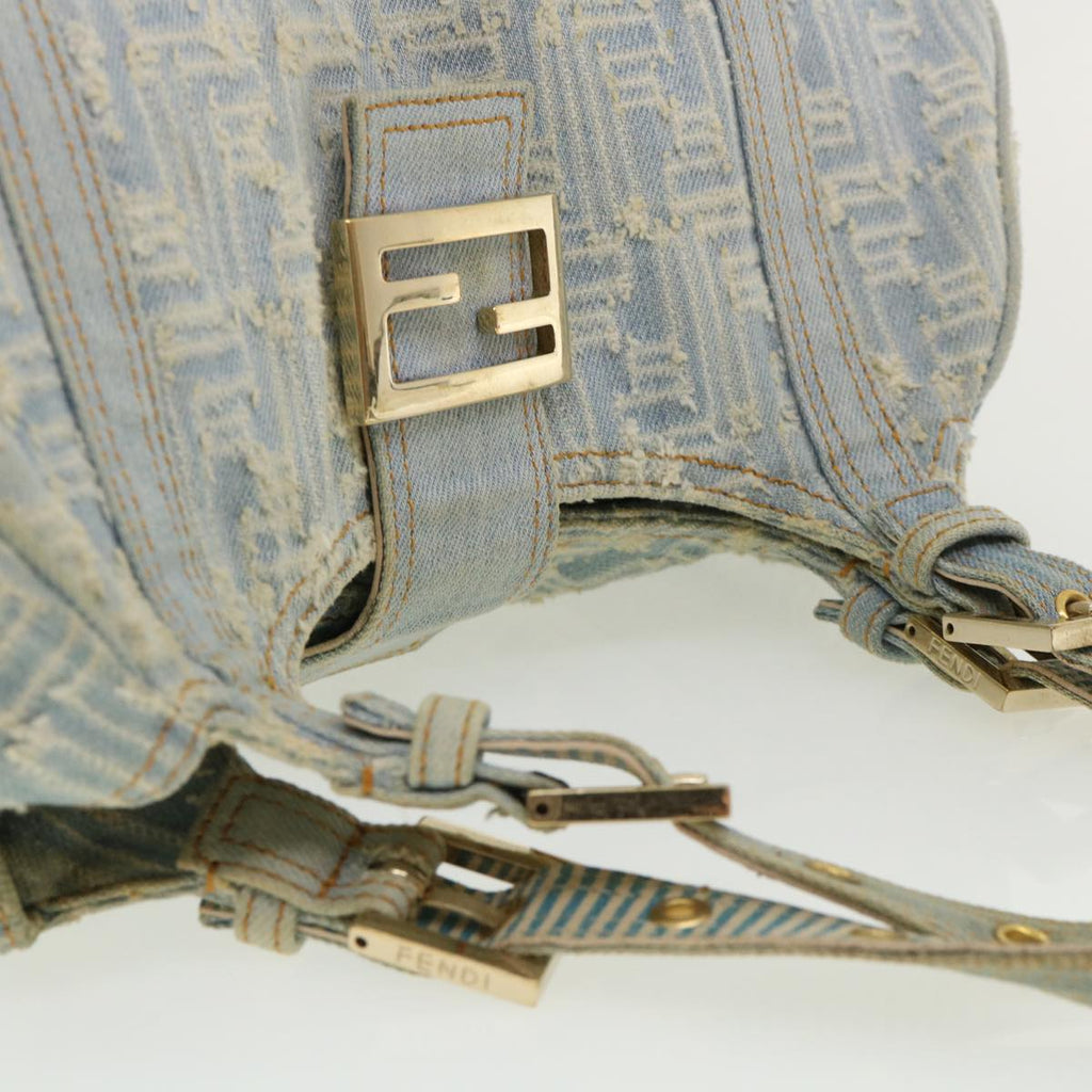 FENDI Zucca Canvas Shoulder Bag Denim Light Blue 33230