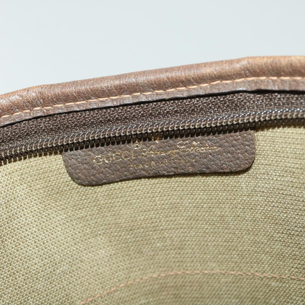 GUCCI GG Canvas Shoulder Bag PVC Leather Brown 33271