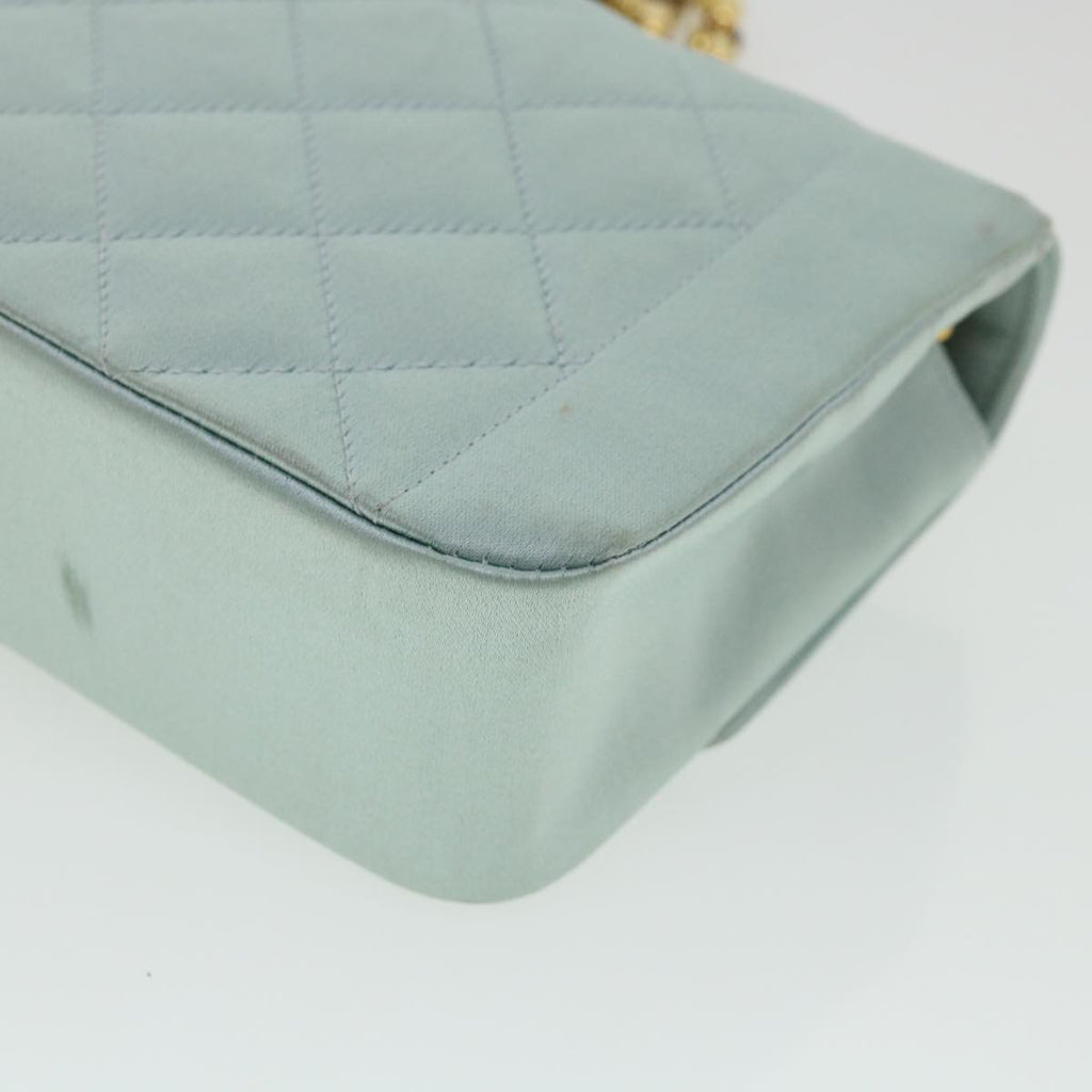 CHANEL Diana Matelasse Shoulder Bag Satin Light Blue CC 33325A