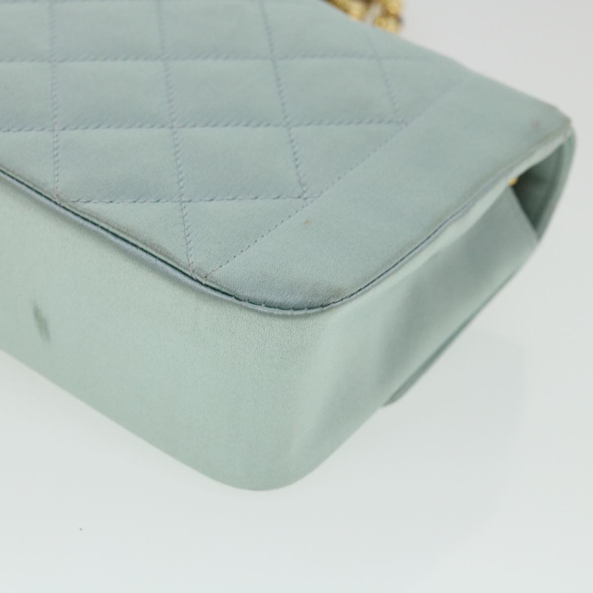CHANEL Diana Matelasse Shoulder Bag Satin Light Blue CC 33325A
