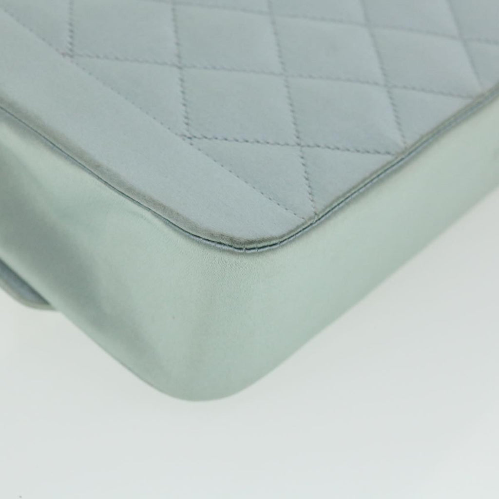 CHANEL Diana Matelasse Shoulder Bag Satin Light Blue CC 33325A