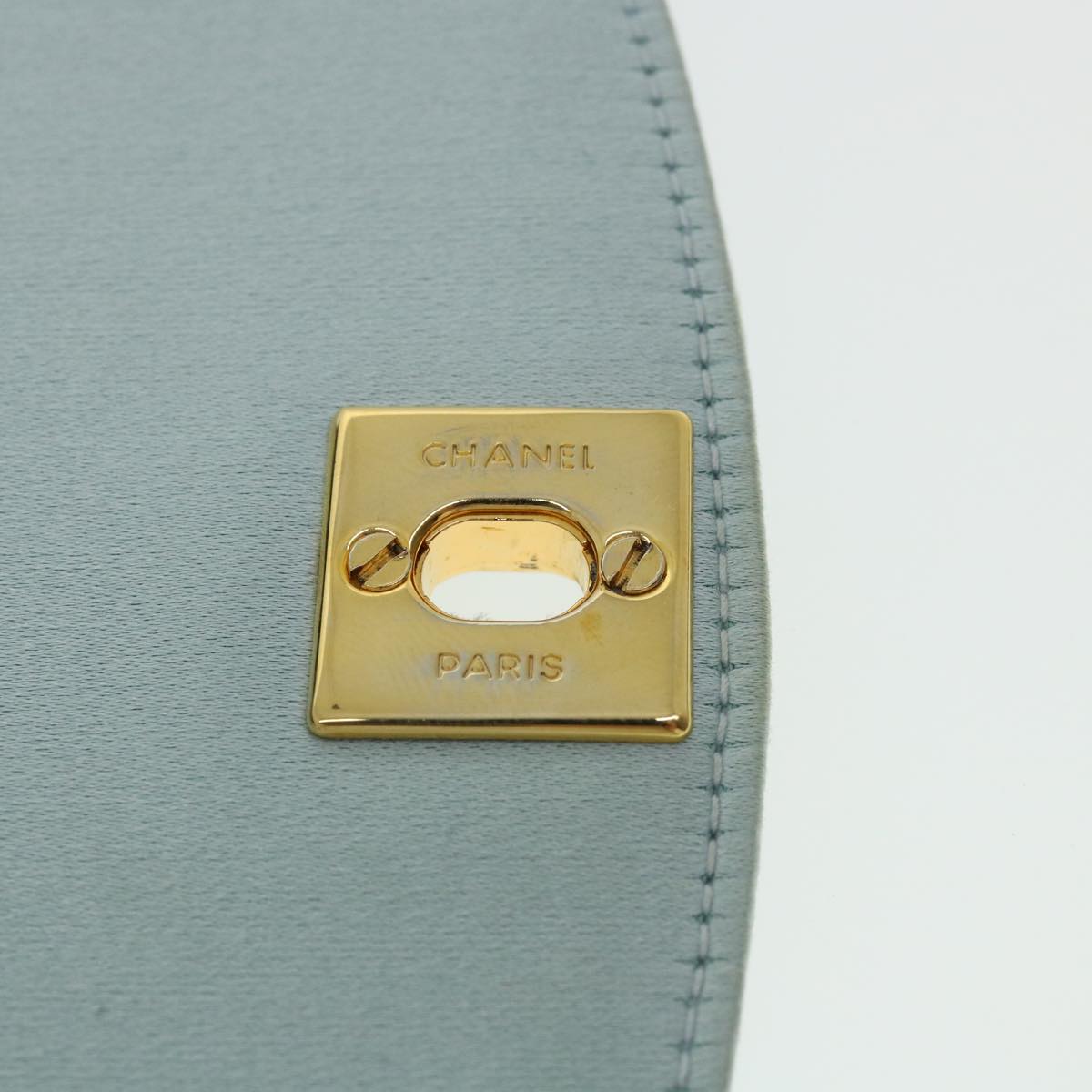CHANEL Diana Matelasse Shoulder Bag Satin Light Blue CC 33325A