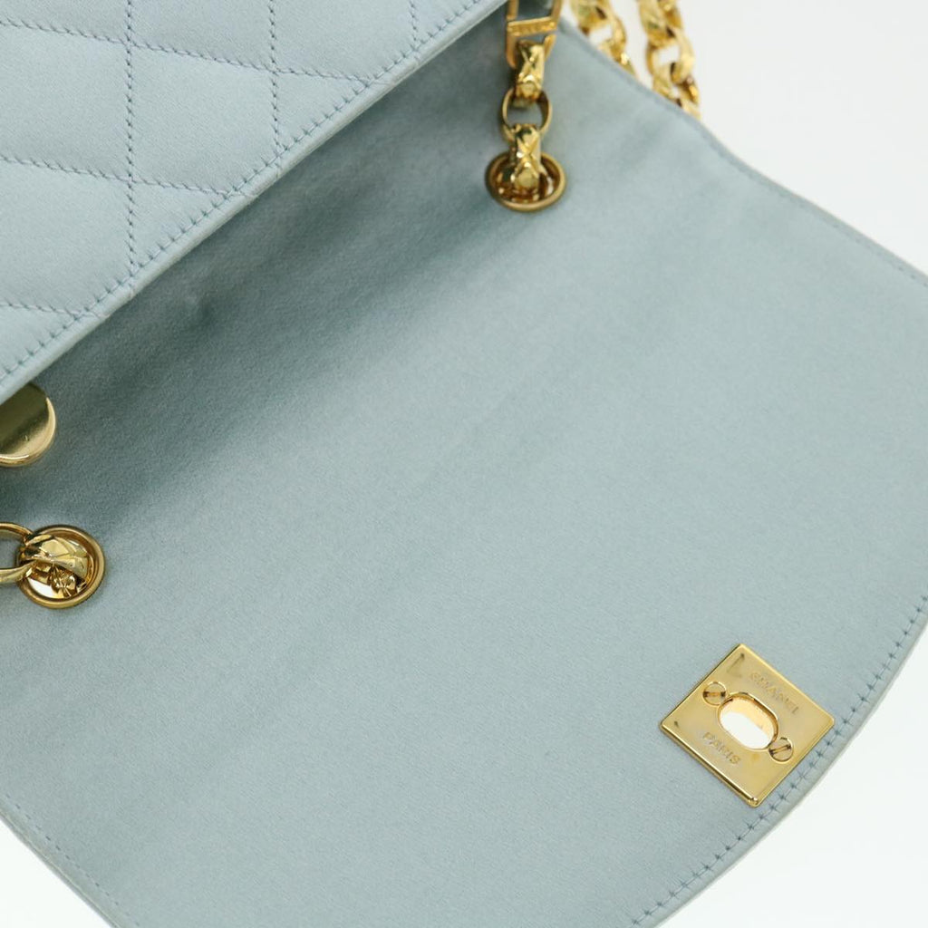 CHANEL Diana Matelasse Shoulder Bag Satin Light Blue CC 33325A