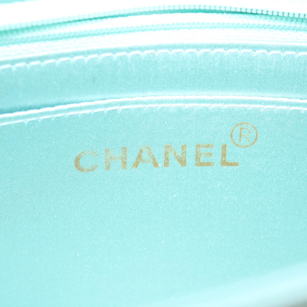 CHANEL Diana Matelasse Shoulder Bag Satin Light Blue CC 33325A