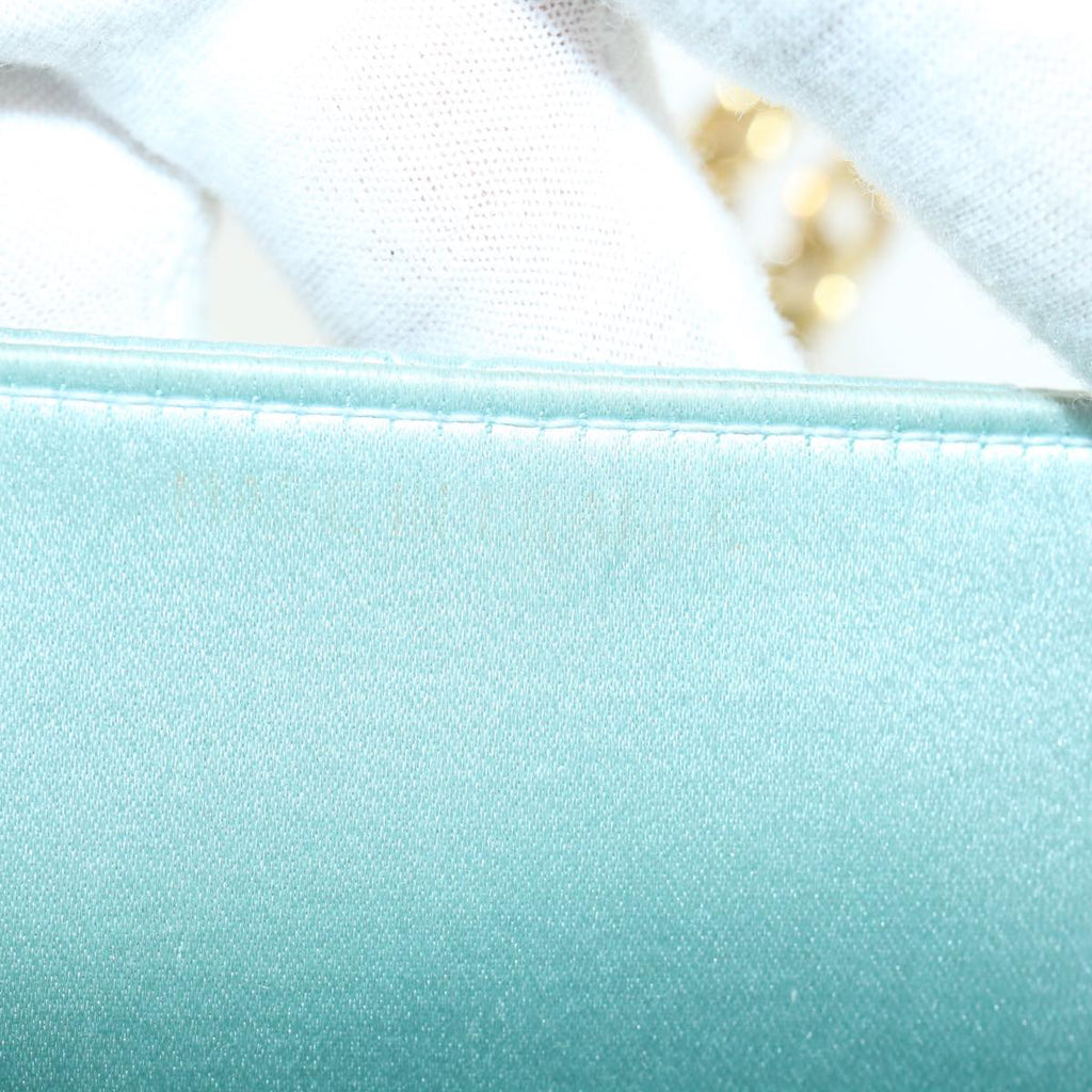 CHANEL Diana Matelasse Shoulder Bag Satin Light Blue CC 33325A