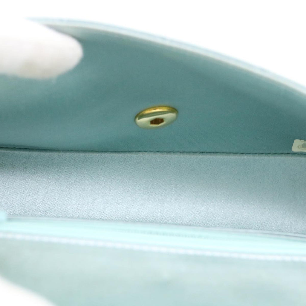 CHANEL Diana Matelasse Shoulder Bag Satin Light Blue CC 33325A