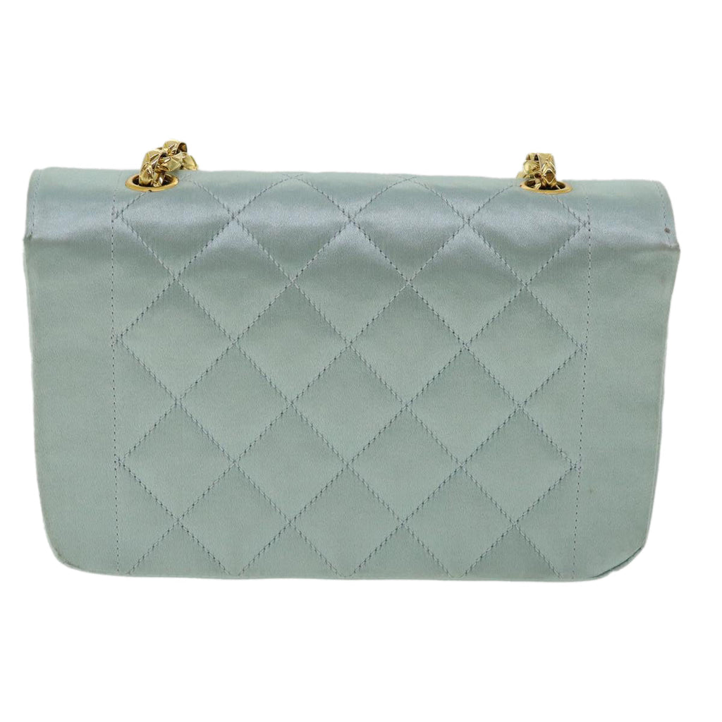 CHANEL Diana Matelasse Shoulder Bag Satin Light Blue CC 33325A