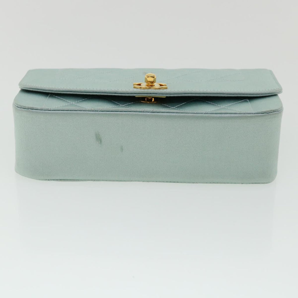 CHANEL Diana Matelasse Shoulder Bag Satin Light Blue CC 33325A