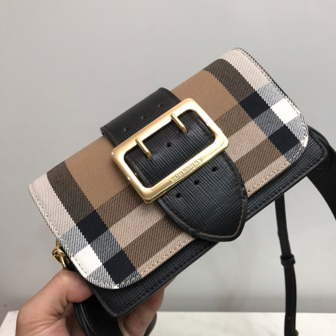GLAMI Small Bridle House Check And Buckle Crossbody Black For Women, Bags 7.8in/20cm