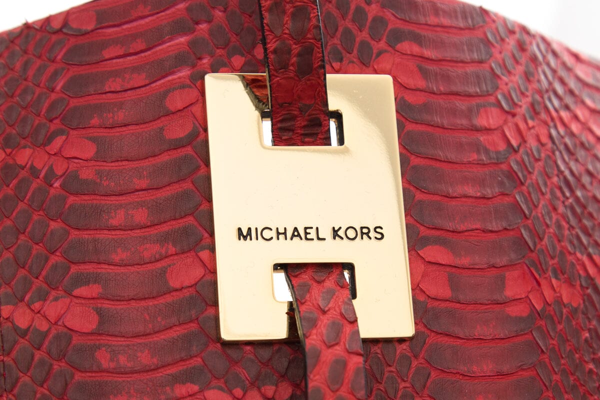 Michael Kors Collection Red Genuine Snake Skin Tote